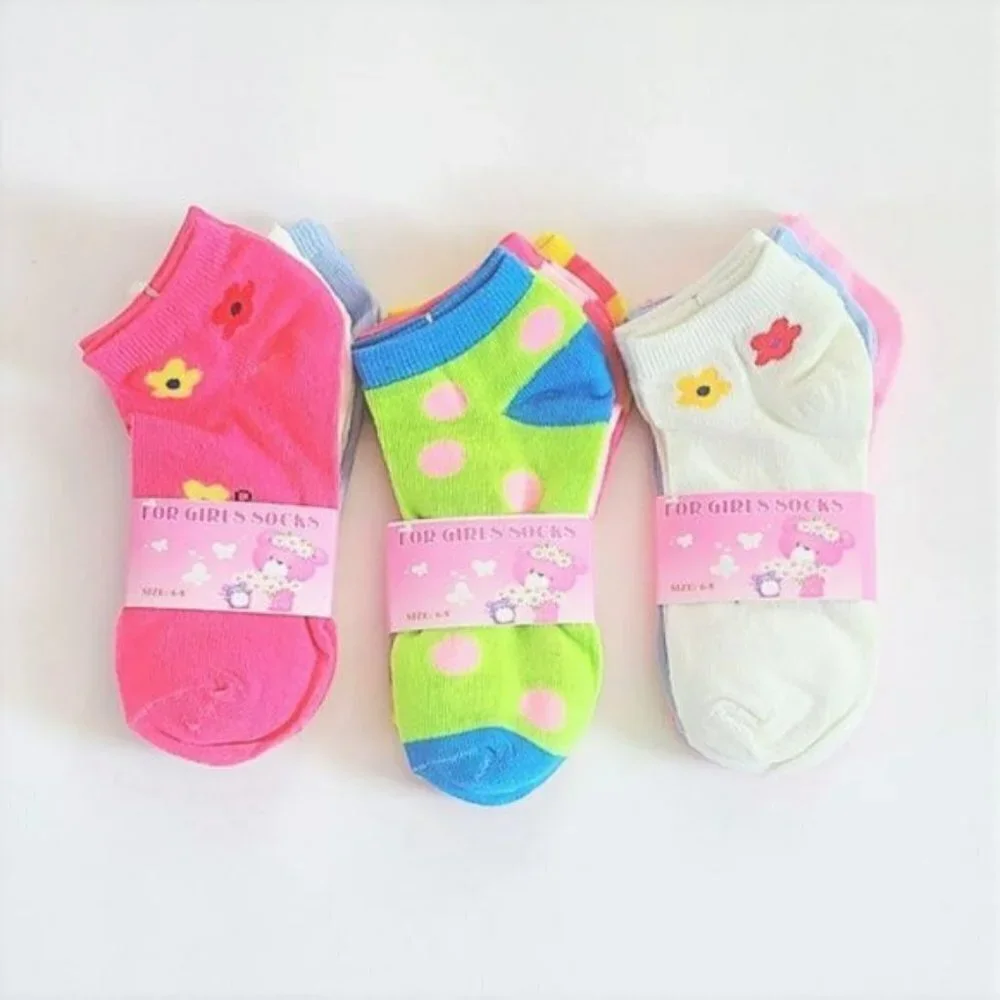 NWT 9-Pairs Girl's Cotton Low cut Socks 4-8 YO